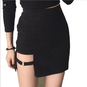High Waisted Black Mini Skirt